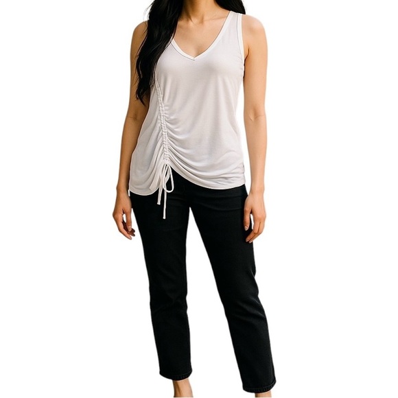 Express Asymmetrical White Ruched Sleeveless Lightweight Tank Top Women Size M - Picture 7 of 7